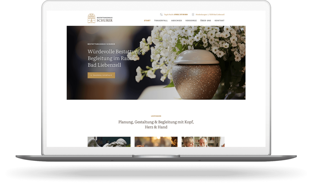 Website für ein Bestattungshaus in Bad Liebenzell