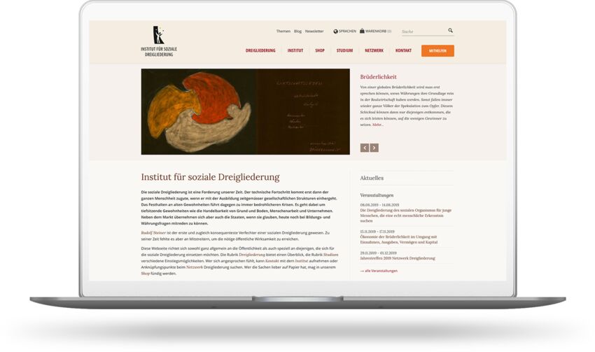 Webdesign mit Shop & Archiv für ein Institut aus Berlin