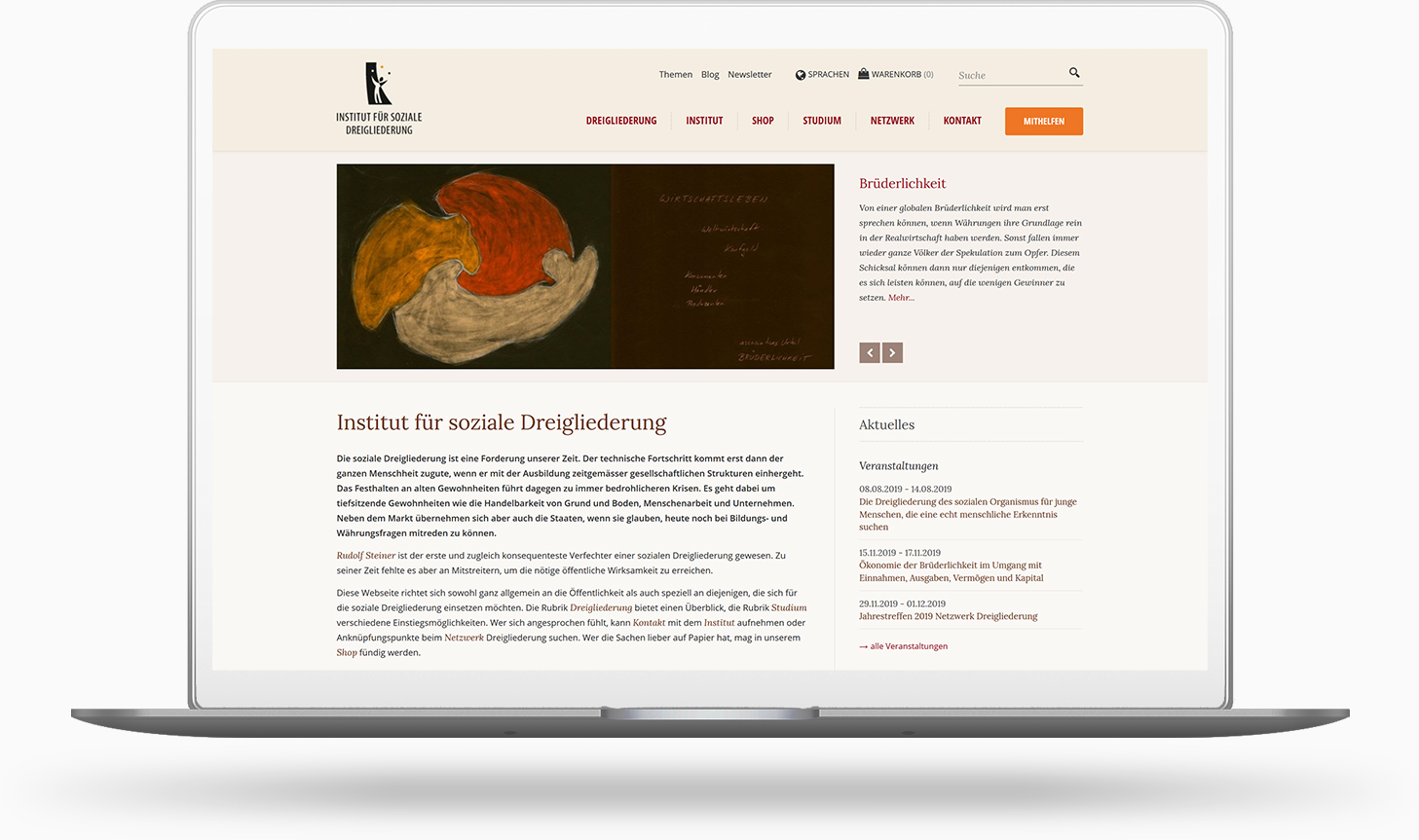 Webdesign und Grafikdesign Heilbronn - Projekt Webdesign mit Shop & Archiv für ein Institut aus Berlin