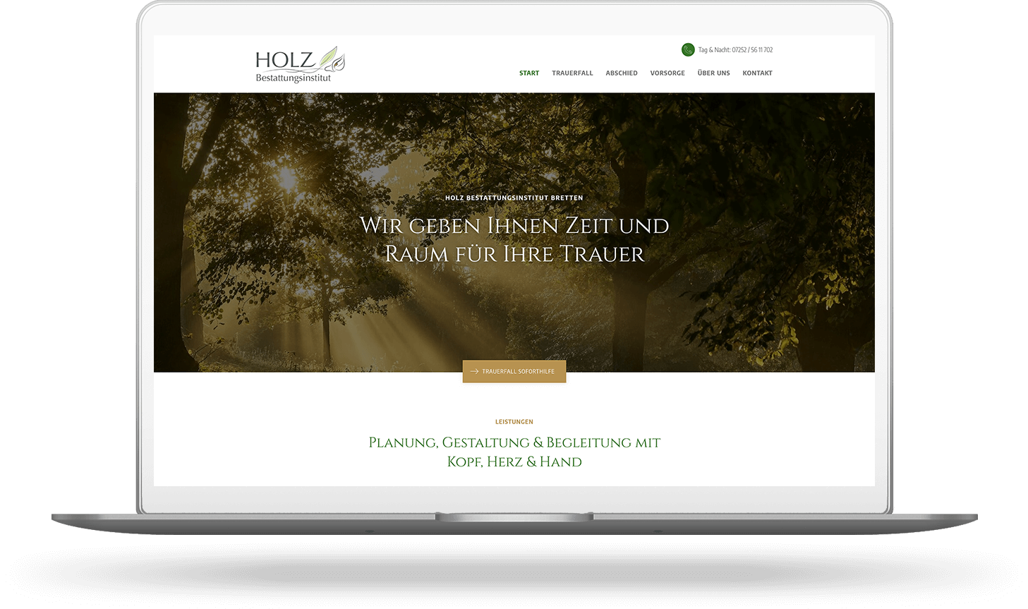 Webdesign und Grafikdesign Heilbronn - Projekt Website für einen Bestatter aus Bretten